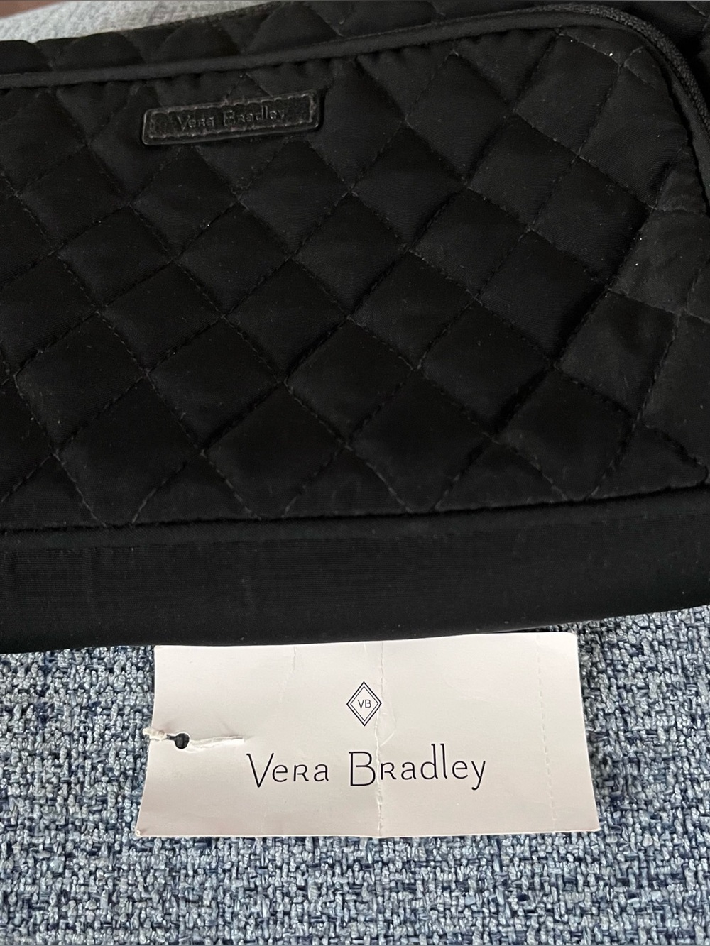 Vera Bradley Little Hipster BLACK Quilted bag Crossbody Zipper Handbag Purse - Picture 7 of 9